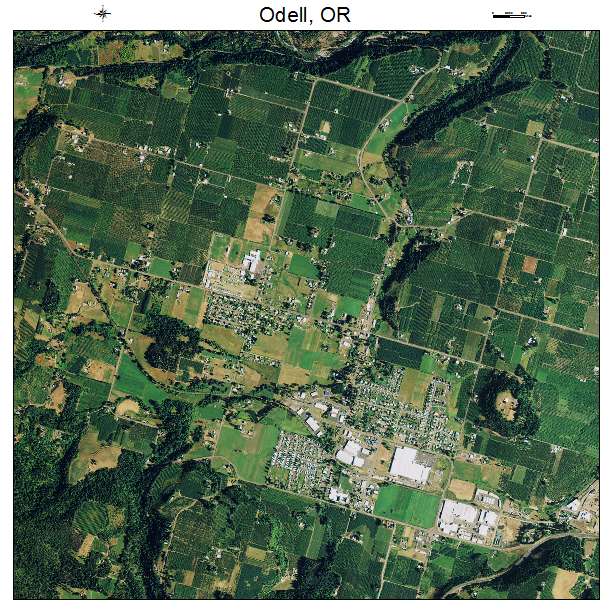 Odell, OR air photo map