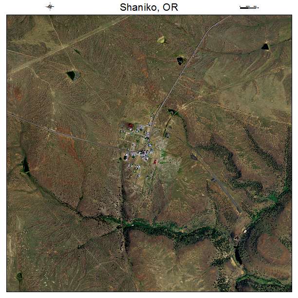 Shaniko, OR air photo map