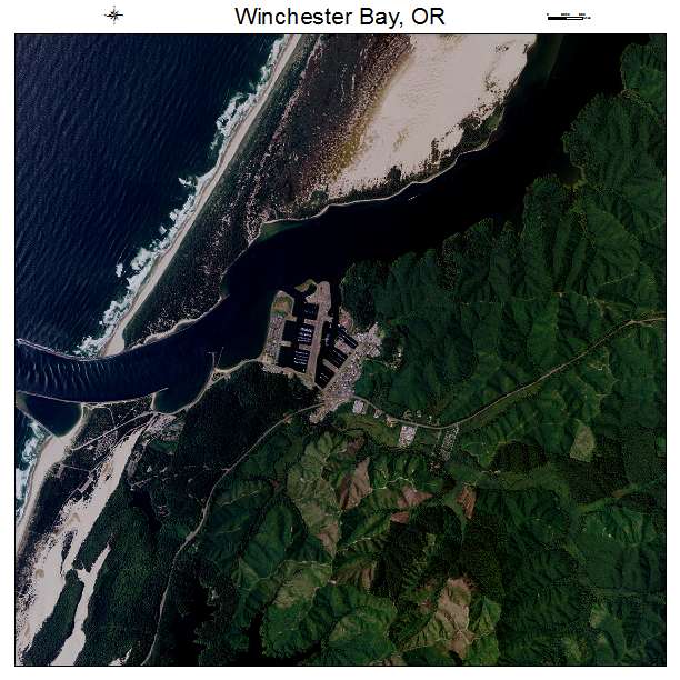Winchester Bay, OR air photo map