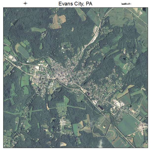 Aerial Photography Map of Evans City, PA Pennsylvania