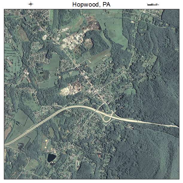 Hopwood, PA air photo map