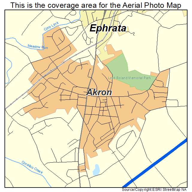 Akron, PA location map 