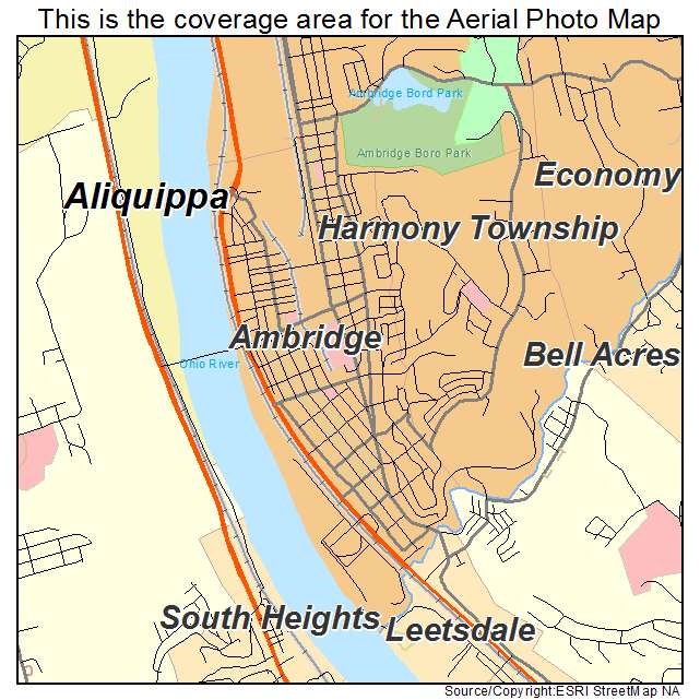 Ambridge, PA location map 
