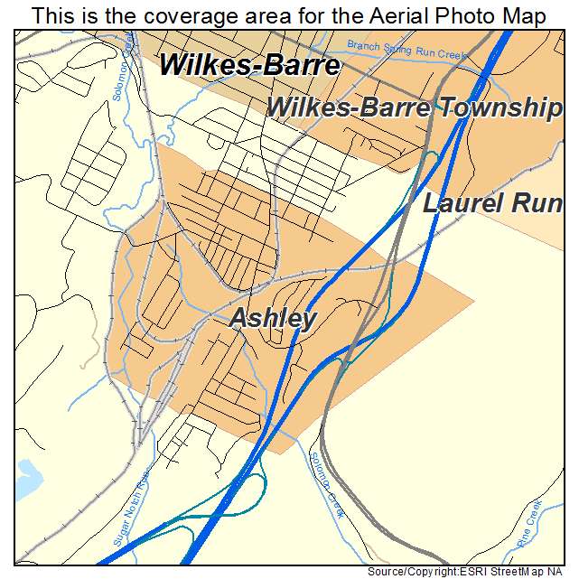 Ashley, PA location map 