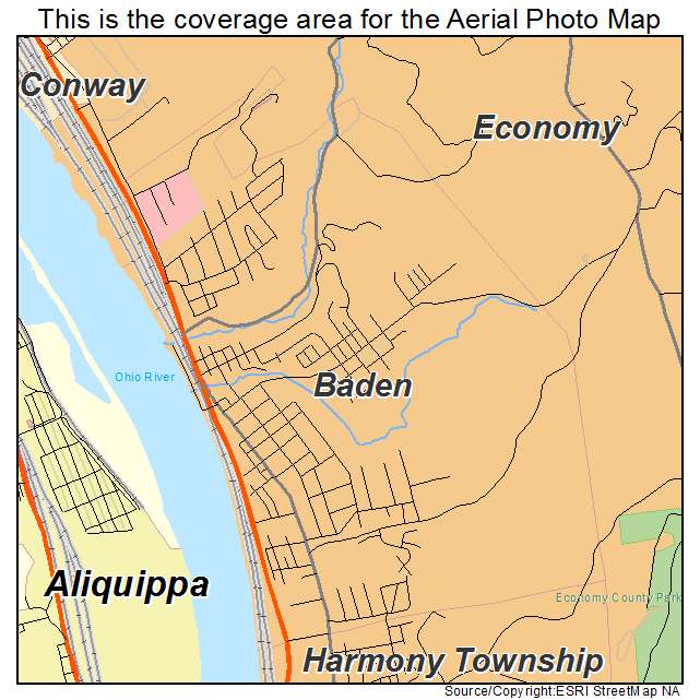 Baden, PA location map 