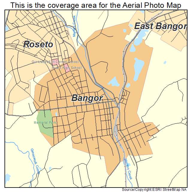 Bangor, PA location map 