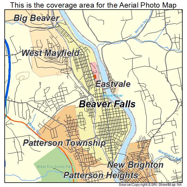 Beaver Falls, PA location map 