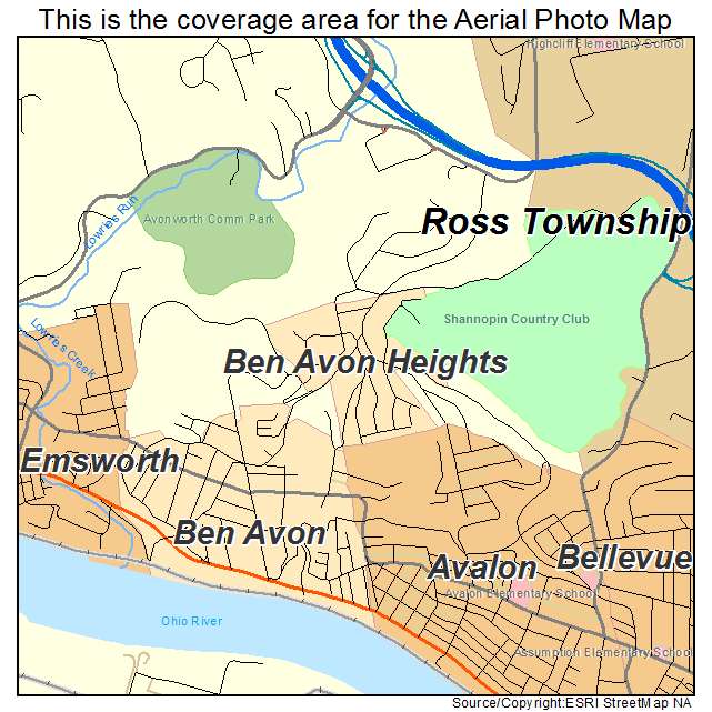 Ben Avon Heights, PA location map 