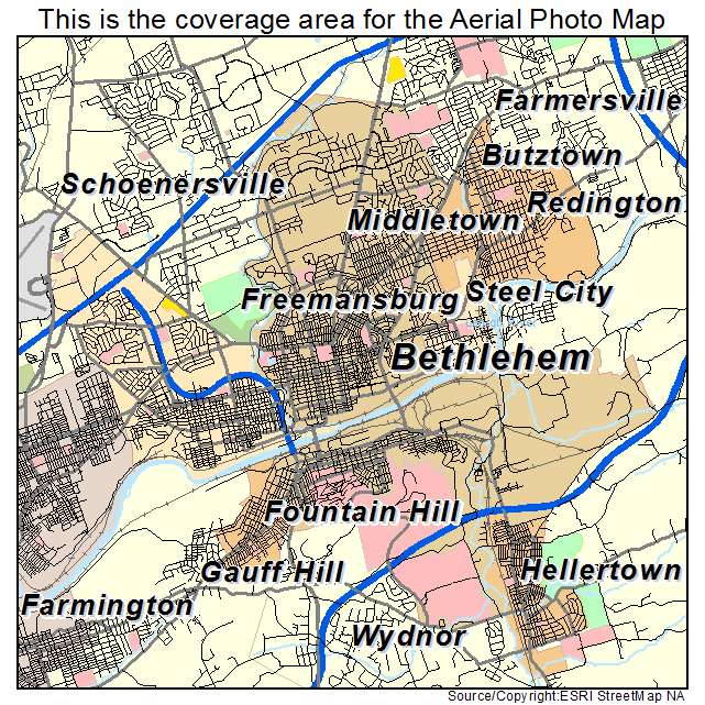 Bethlehem, PA location map 