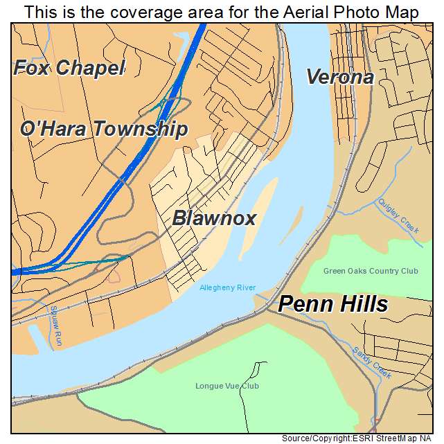Blawnox, PA location map 
