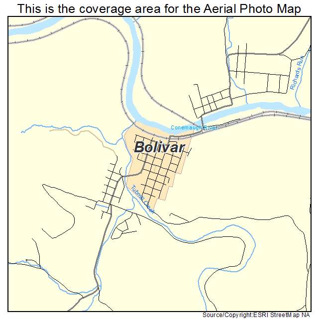 Bolivar, PA location map 