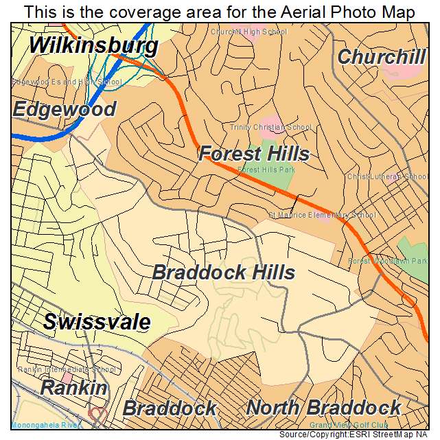 Braddock Hills, PA location map 
