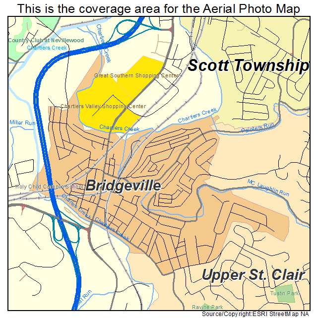 Bridgeville, PA location map 