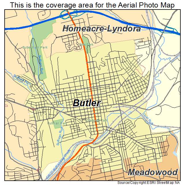 Butler, PA location map 