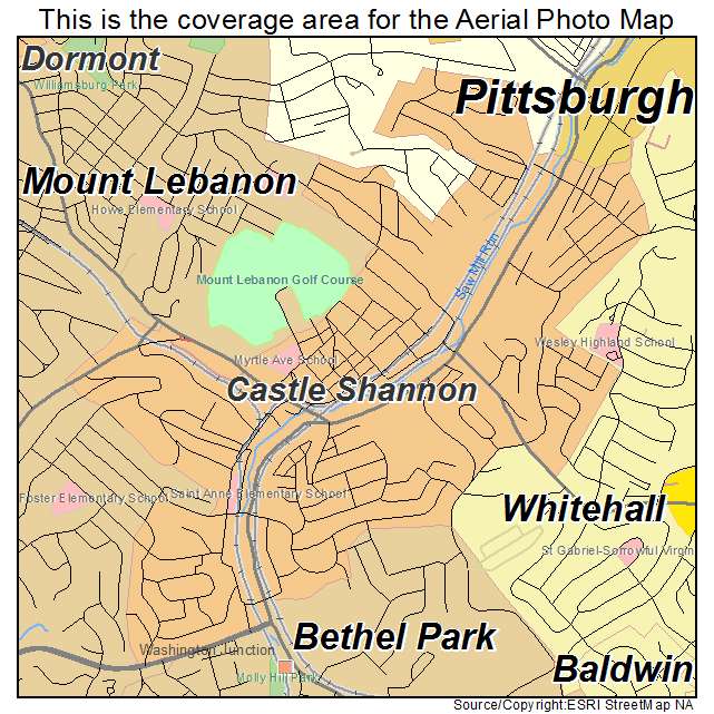 Castle Shannon, PA location map 