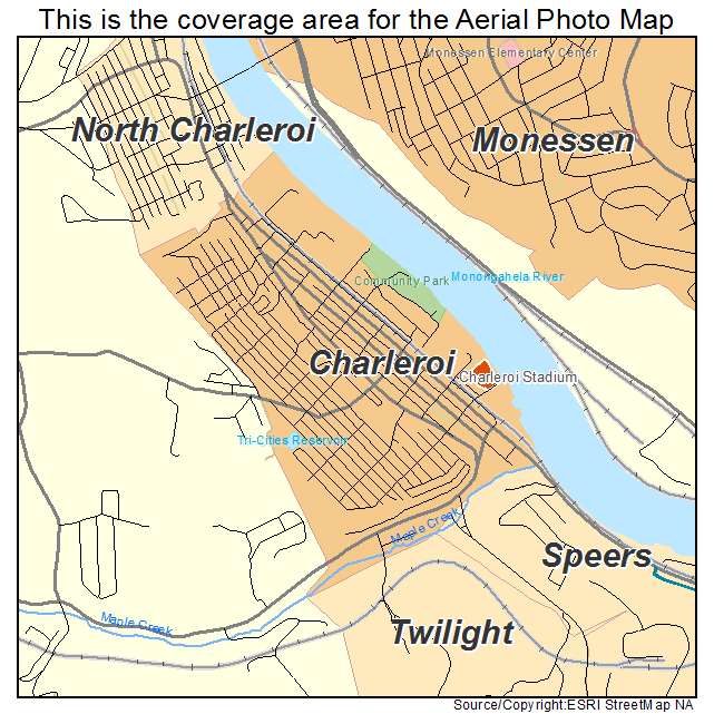 Charleroi, PA location map 