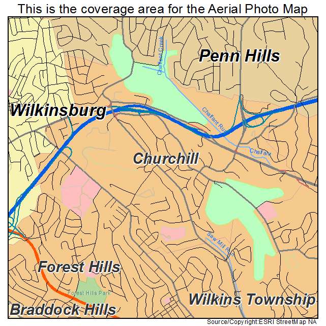 Churchill, PA location map 