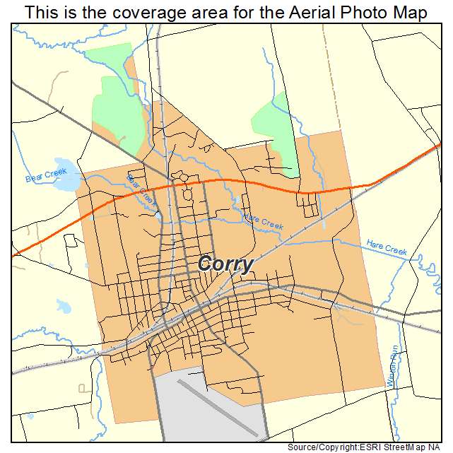Corry, PA location map 