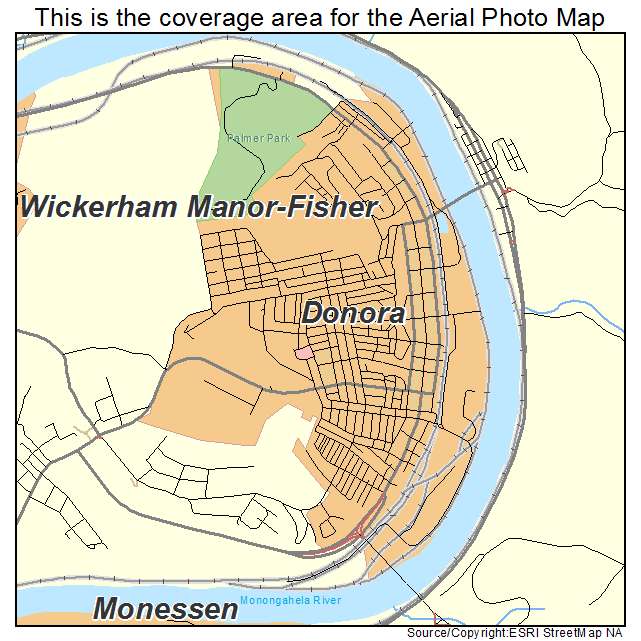 Donora, PA location map 