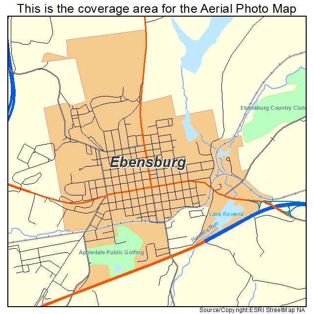 Ebensburg, PA location map 