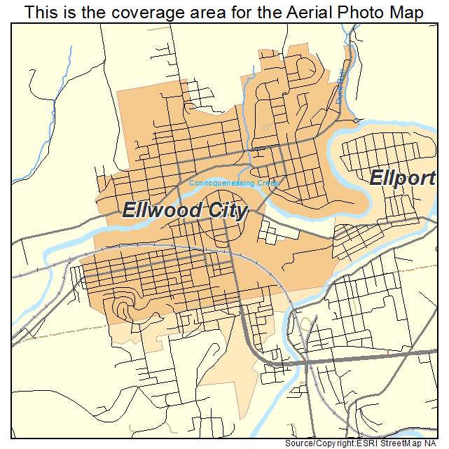 Ellwood City, PA location map 