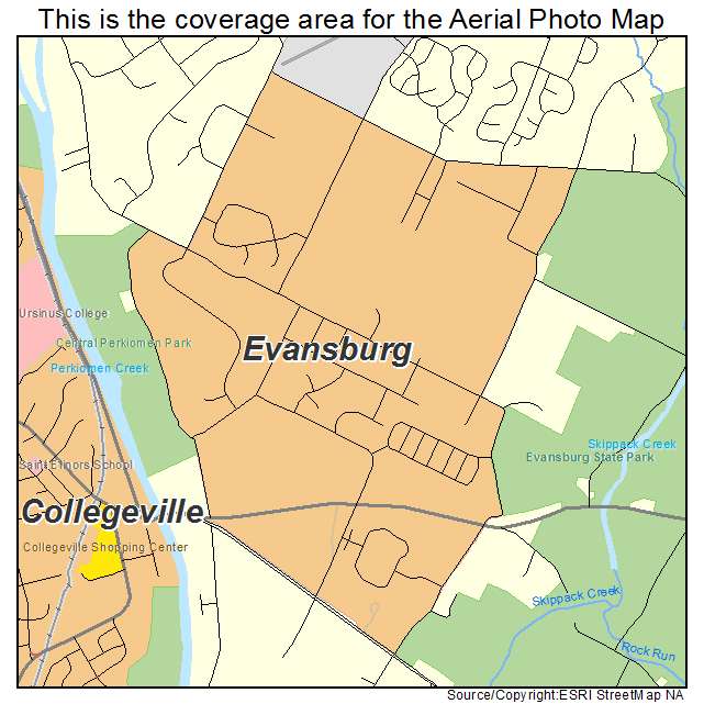 Evansburg, PA location map 