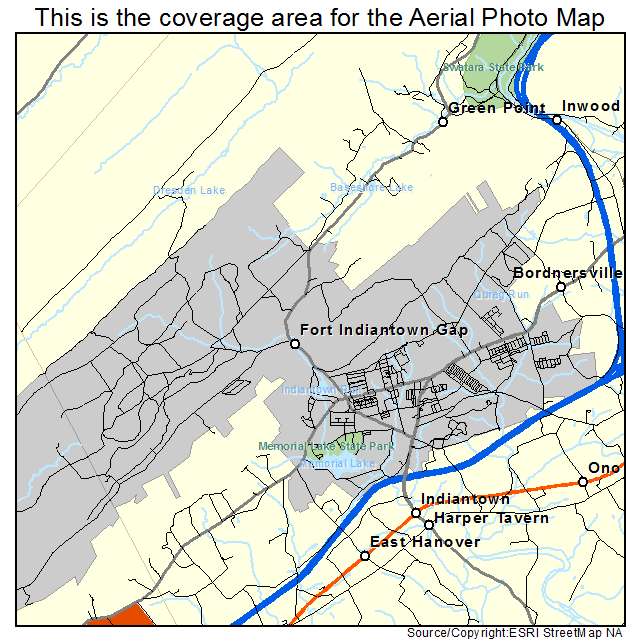 Fort Indiantown Gap, PA location map 