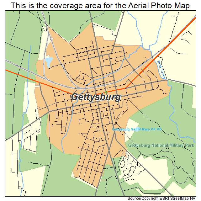 Gettysburg, PA location map 