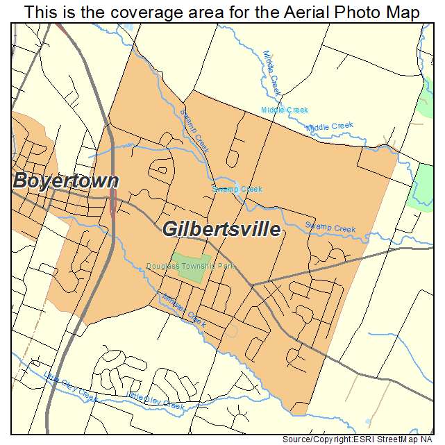 Gilbertsville, PA location map 