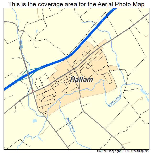 Hallam, PA location map 