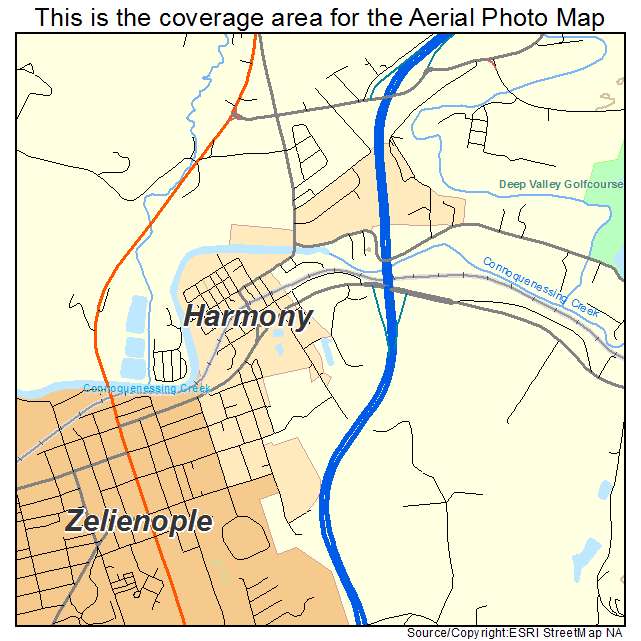 Harmony, PA location map 