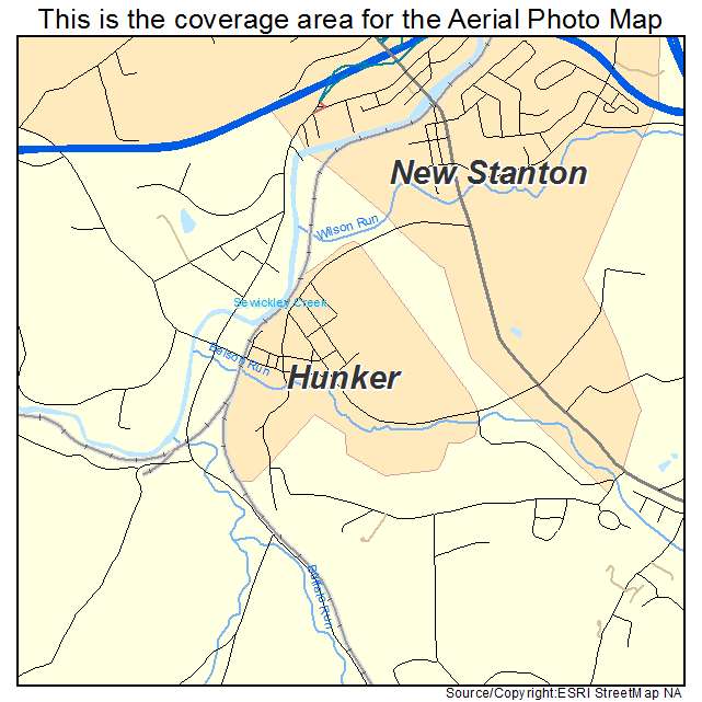 Hunker, PA location map 