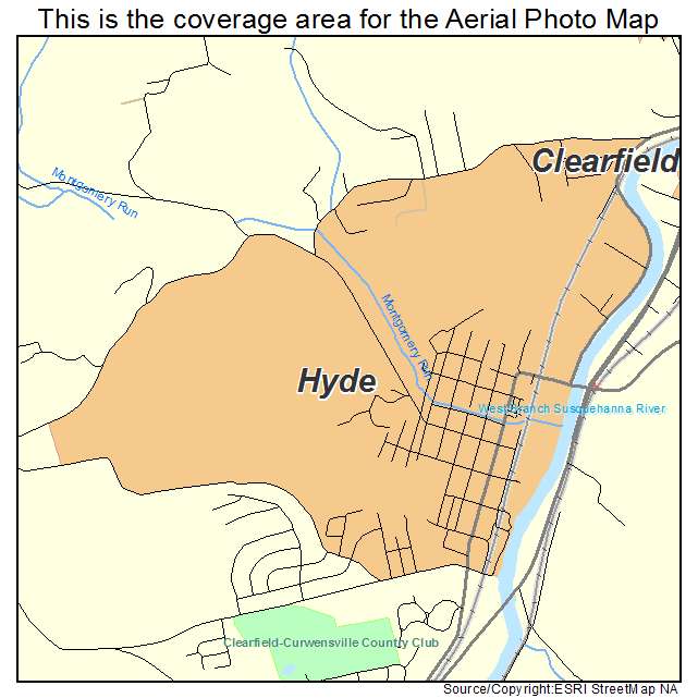 Hyde, PA location map 