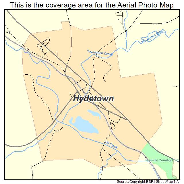 Hydetown, PA location map 