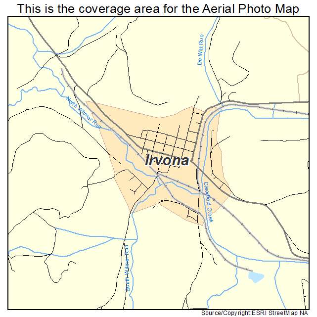 Irvona, PA location map 