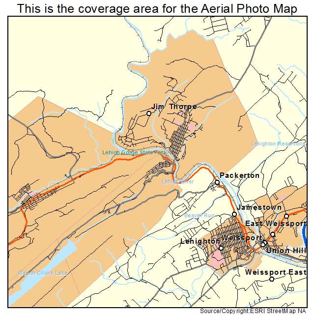 Jim Thorpe, PA location map 