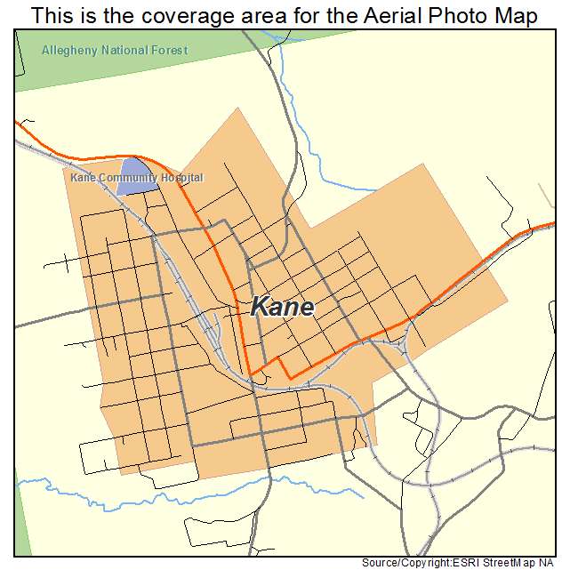 Kane, PA location map 
