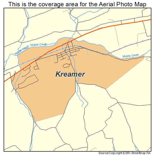 Kreamer, PA location map 