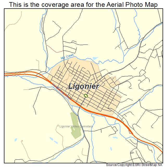 Ligonier, PA location map 