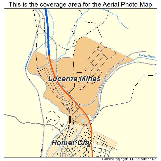 Lucerne Mines, PA location map 