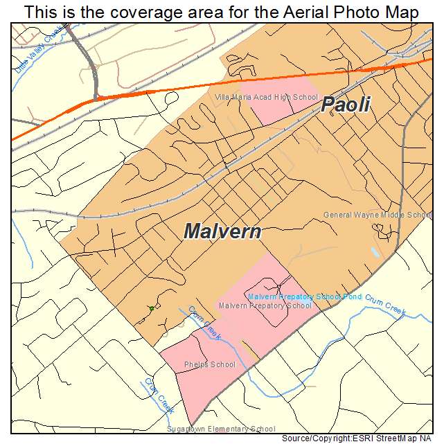 Malvern, PA location map 