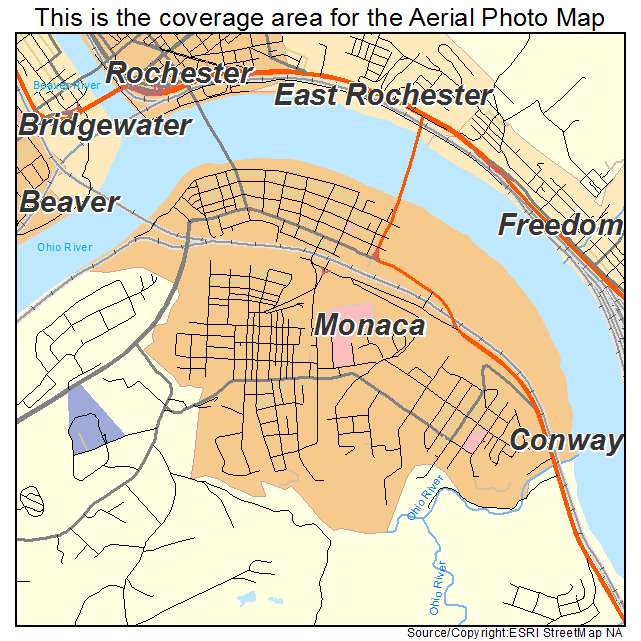 Monaca, PA location map 