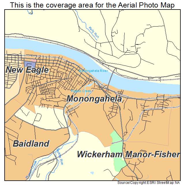 Monongahela, PA location map 