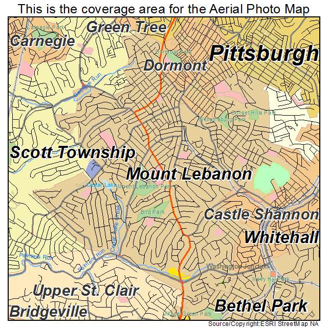 Mount Lebanon, PA location map 