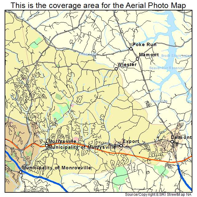Aerial Photography Map of Municipality of Murrysville, PA Pennsylvania