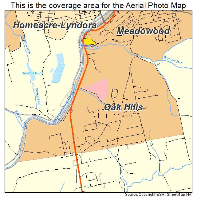 Oak Hills, PA location map 