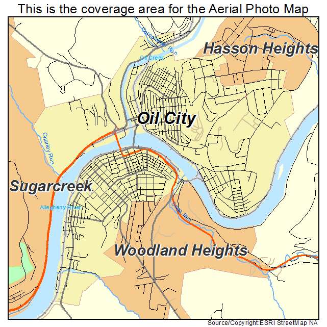 Oil City, PA location map 