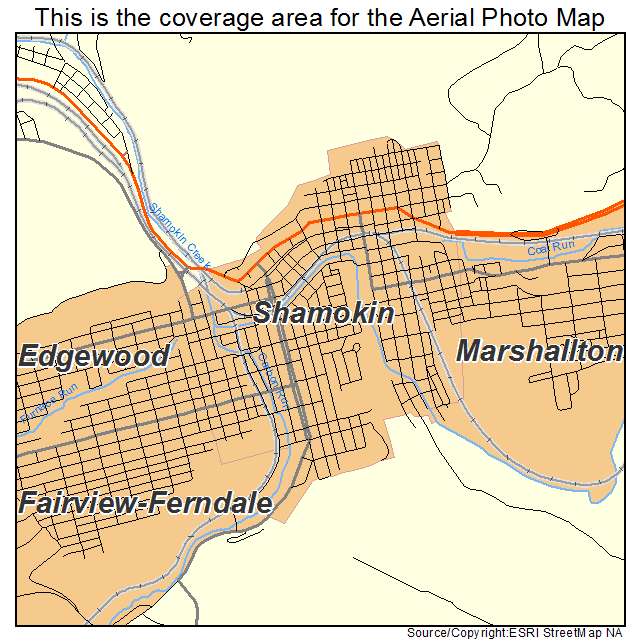 Shamokin, PA location map 