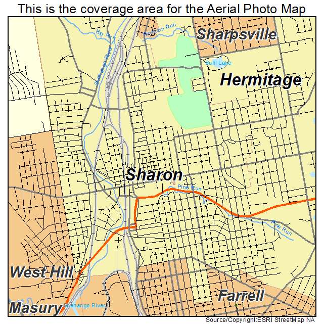 Sharon, PA location map 