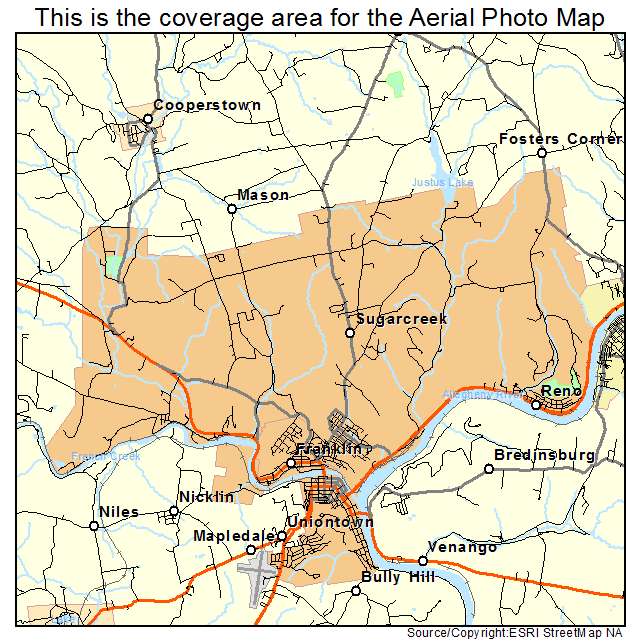 Sugarcreek, PA location map 